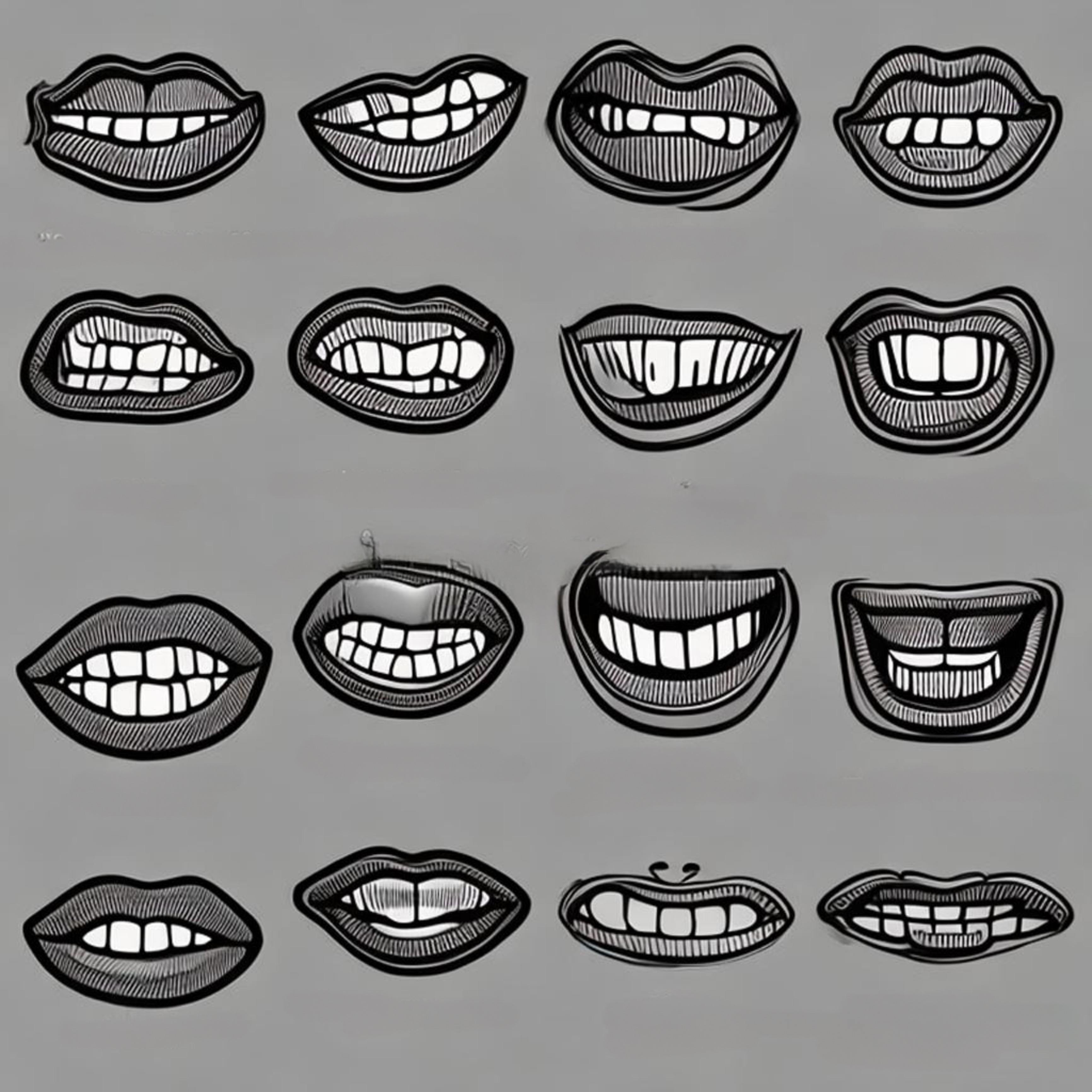 Types of mouth: thin, full, bow, straight, downward-turned, upturned, uneven, gummy smile.