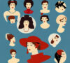 Women from the past who exemplify the 7 different face shapes. Round, Oval, Square, Heart, Diamond, Oblong, Triangle